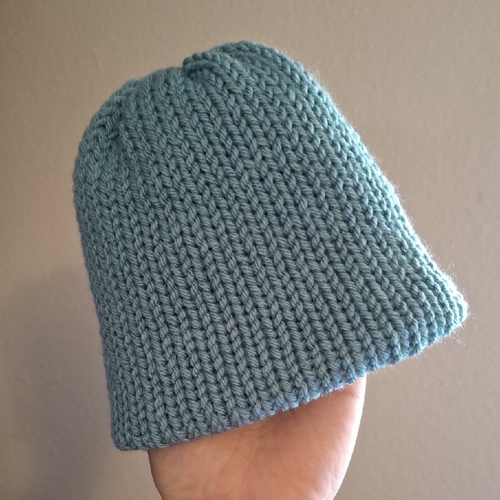 Handmade Cozy Blue Knit Baby Beanie